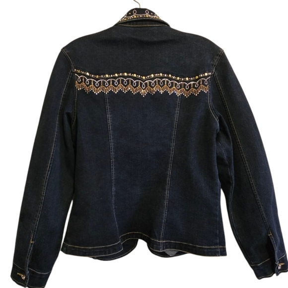 VINTAGE CHRISTINE ALEXANDER DENIM JACKET WITH SWAROVSKI CRYSTALS - Picture 3 of 8